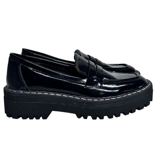 Madden Girl Womens Black Patent Leather Harmony Slip On Loafer Chunky Sole 
7.5 - Picture 1 of 12
